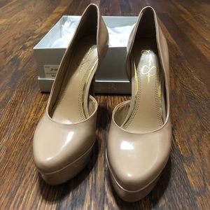 Jessica Simpson Nude Patent Leather Platform Heels